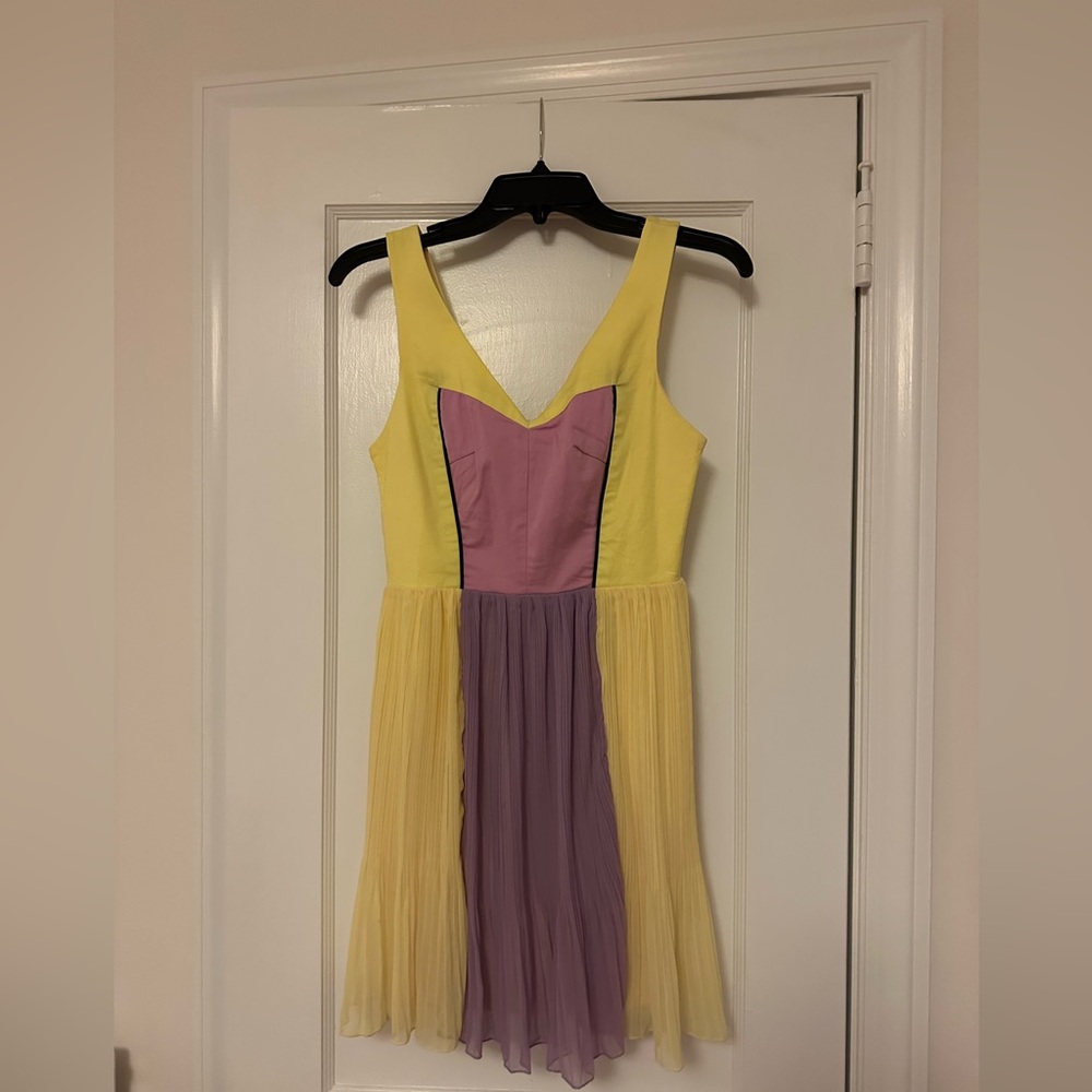 Yellow and Purple Colorblock Dress